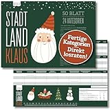 Stadt Land Fluss Weihnachten Klaus Spiel für Weihnachten, Nikolaus Geschenk, Geschenk zum Wichteln, 24 Xmas-Kategorien Familienspiel zur Weihnachtszeit Adventskalender Weihnachtsspiel Kartenspiel