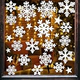 Alintor Weihnachtsdeko Innen, 250 Stk Fensterbilder Weihnachten, Pvc Weihnachtsdeko Fenster, Fensterdeko Weihnachten, Schneeflocken Fensterbilder für Weihnachten Deko