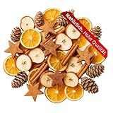NaDeco Weihnachts-Potpourri 250g, Weihnachtsdeko, Adventskranz Deko Set, Weihnachten Dekoration Bastelset, Adventsdeko Gesteck mit Zimtstangen Orangenscheiben Apfelscheiben Tannenzapfen Kokossternen