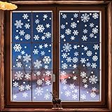 Simpeak 120 stk Fensterbilder Weihnachten Schneeflocken, Weihnachtsdeko Fenster, Fensterdeko Fenstersticker, Winter Deko