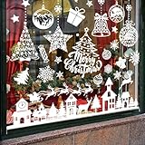 Alintor Fensterbilder Weihnachten, 250 Stk Weihnachtsdeko Innen, PVC Weihnachtsdeko Fenster, Fensterdeko Weihnachten Wiederverwendbar mit Häuser, Schneeflocken, Weihnachten deko