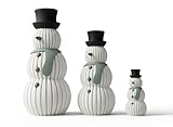 Alupedia Schneemann Deko Figuren 3er Set - Moderne Weihnachtsdeko & Winterdeko für Ihr Zuhause | Stilvolle Dekofiguren für Tisch, Regal, Fensterbank | Festliche Geschenkidee
