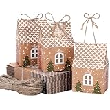 TsunNee 50 Stück Weihnachten Party Geschenkboxen, Kraftpapier Süßigkeitskästen, Mitbringsel Taschen, Papier-Treat-Boxen für Partydekorationen Adventskalender DIY