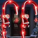 2 Stück Solar Lichter für Außen Garten,Weihnachtsstöcke,IP65wasserdicht,LED Zuckerstangen Gartenstecker Lichterkette, Plastik Zuckerstangen Lichterketten,für Gärten, Wege, Hof, Weihnachtsdeko.