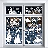 Moxled Fensterbilder Weihnachten Selbstklebend, 148 Weiß Fensterdeko Weihnachten, Wiederverwendbar Statisch Haftende PVC Aufkleber für Fenster Tür Winter Schneeflocken Weihnachtsdeko