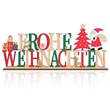 Weihnachtsdeko Innen Holz/Frohe Weihnachten Weihnachtsdeko Tisch/Dekorative Buchstaben für die Weihnachtspräsentation/Geeignet für die weihnachtsdeko Büro Kaminsims-Fensterbank-Party Hause