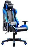 GTPLAYER Gaming Stuhl Bürostuhl Schreibtischstuhl Kunstleder Drehstuhl Chefsessel Höhenverstellbarer Gamer Stuhl Ergonomisches Design (Blau)