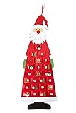 HEITMANN DECO Filz-Adventskalender Santa - Adventskalender zum Befüllen und Aufhängen - Weihnachtsmann rot weiß