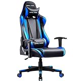 GTPLAYER Gaming Stuhl Bürostuhl Schreibtischstuhl Kunstleder Drehstuhl Chefsessel Höhenverstellbarer Gamer Stuhl Ergonomisches Design (Blau)