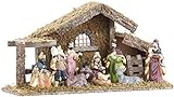 Britesta Krippe: Hochwertige Holz-Weihnachtskrippe, große handbemalte Porzellan-Figuren (Weihnachts-Krippe)