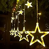 Salcar Lichterkette mit LED Kugel 12 Sterne 138 Leuchtioden Lichtervorhang Sternenvorhang 8 Modi Innen & Außenlichterkette Wasserdicht Dekoration für Weihnachten Deko Party Festen, Kupfer, Warmweiß