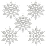 Naler 24 Stk. Schneeflocken Weihnachten Deko für Weihnachtsbaum Glitzer Weiß Weihnachtsbaumschmuck