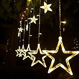 Salcar Lichterkette mit LED Kugel 12 Sterne 138 Leuchtioden Lichtervorhang Sternenvorhang 8 Modi Innen & Außenlichterkette Wasserdicht Dekoration für Weihnachten Deko Party Festen, Kupfer, Warmweiß
