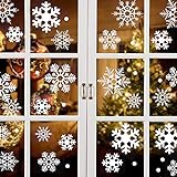 Schneeflocken Fensterbilder, 96 Wiederverwendbar Selbstklebend Statisch PVC Aufkleber Fensteraufkleber Weihnachten Fensterdeko Schneeflocke Fensterbild Weihnachtsbilder Fenster Glas Weihnachtsdeko